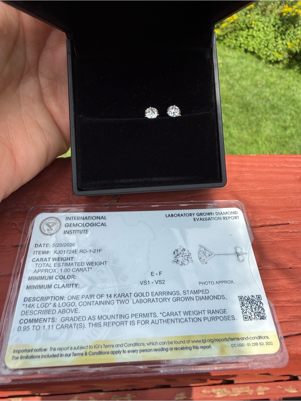 1.00 CTW Lab Grown Diamond Studs IGI certified 14K White Gold